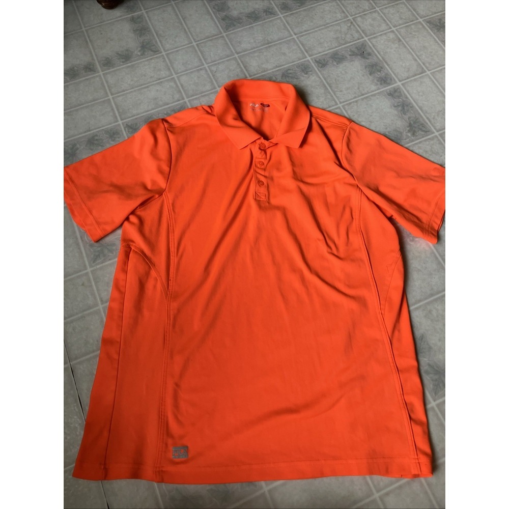 Fila Golf Performance Sport Mens Safety Orange Short Sleeve‎ Polo Shirt XL